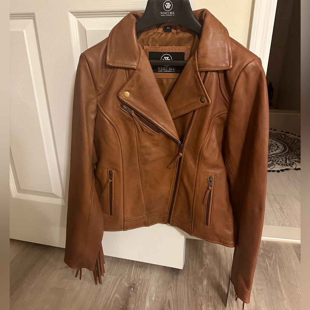 Brand New Never Worn All Real Leather Boho Fringe Coat